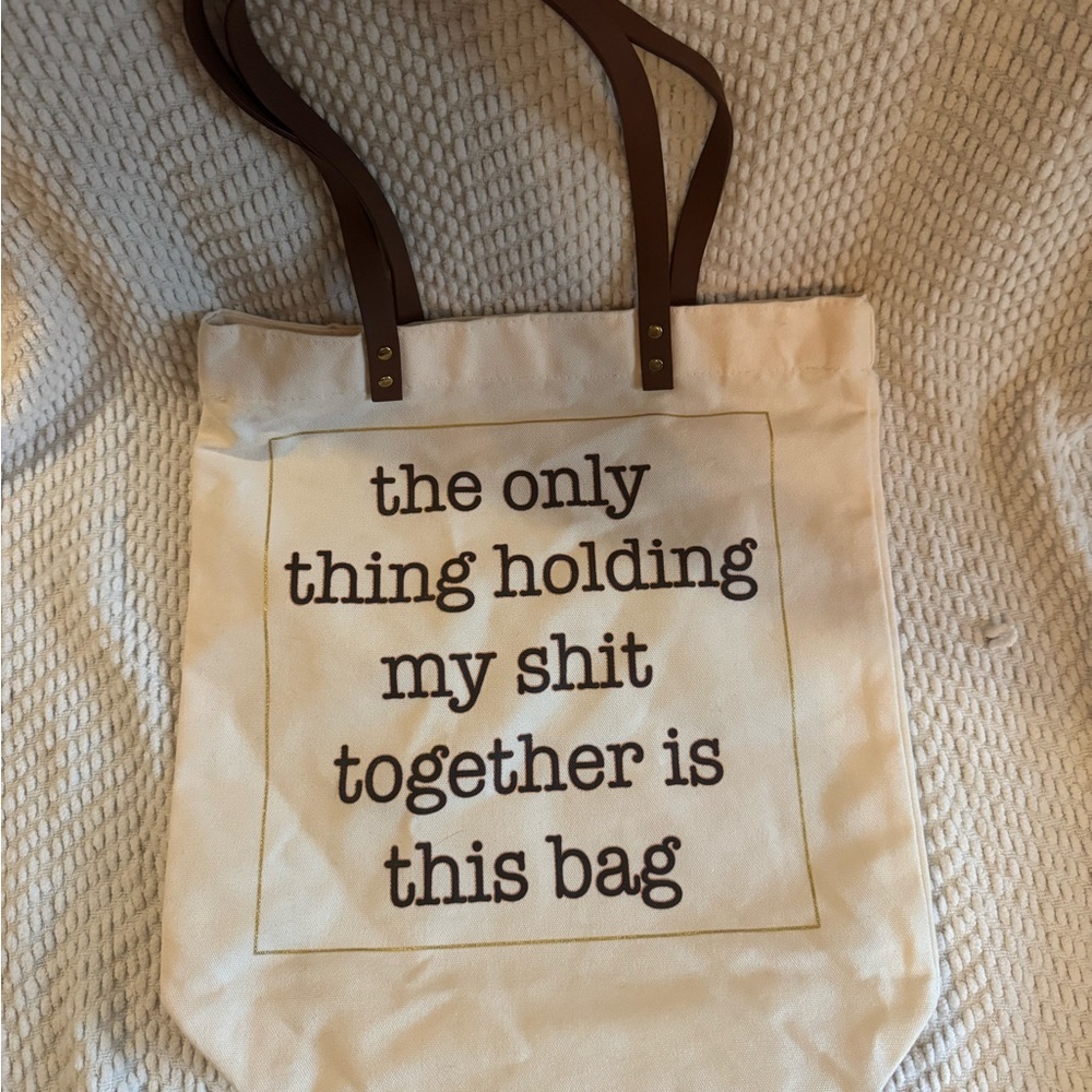 Canvas Tote Bag with Brown Straps